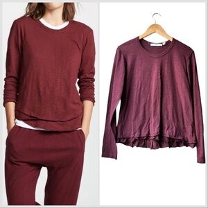 Wilt Scoop Neck Layer Long Sleeve Shirt Burgundy Sz XS